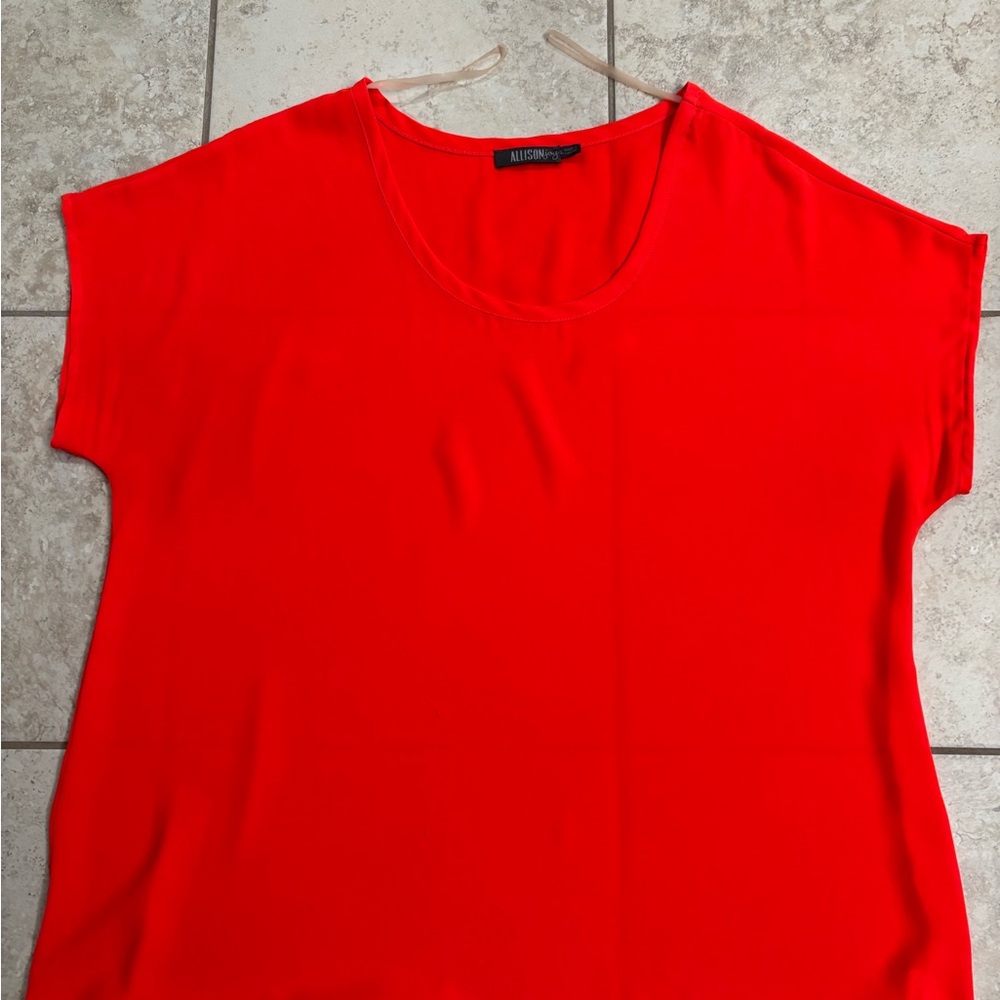 Allison Joy Red Boxy Relaxed Short Sleeve Tee